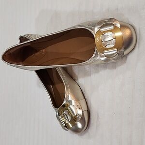 NEW See By Chloe Chany Gold Leather Ballet Flats, Women's Size 39